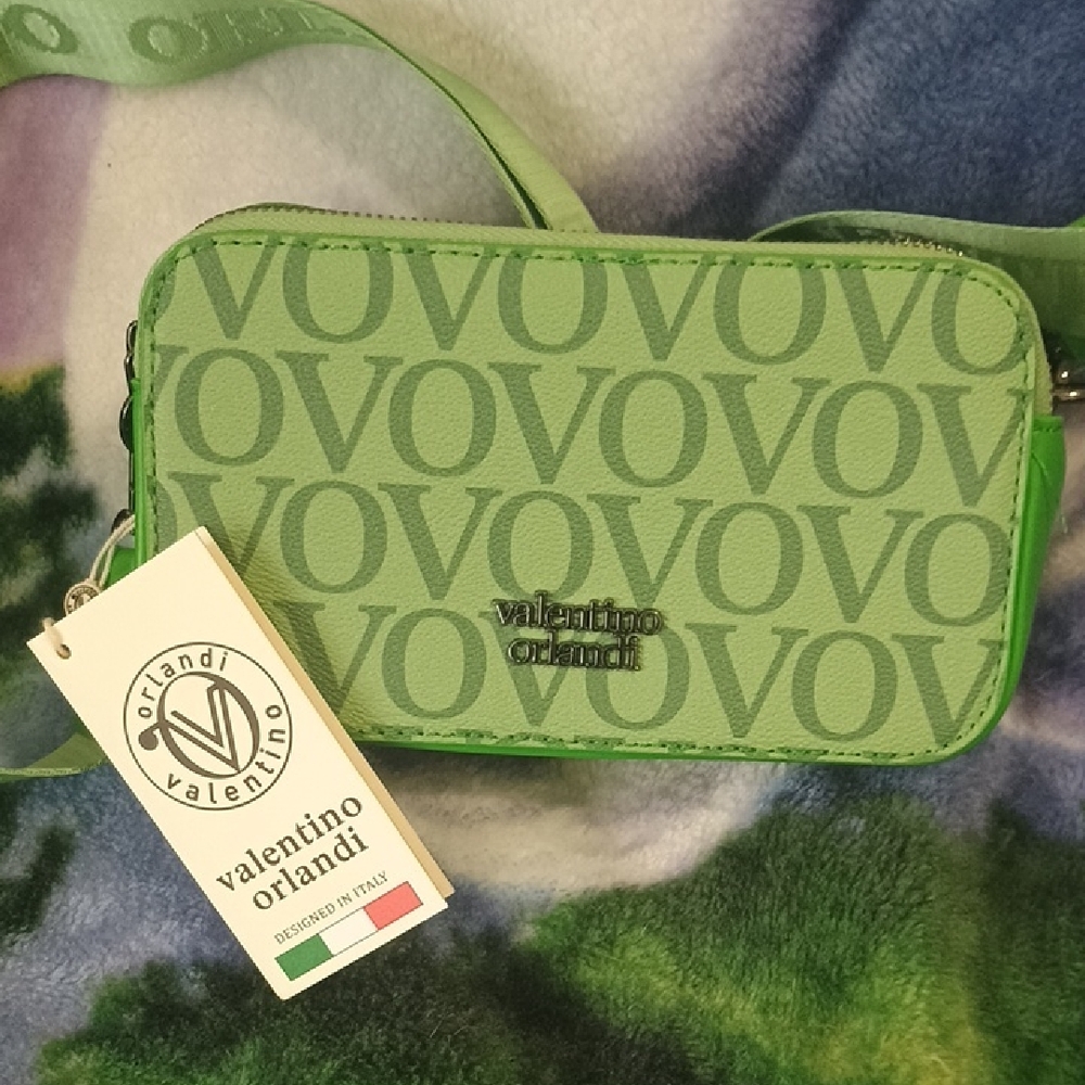 Valentino Orlandi Green Monogram Crossbody Bag